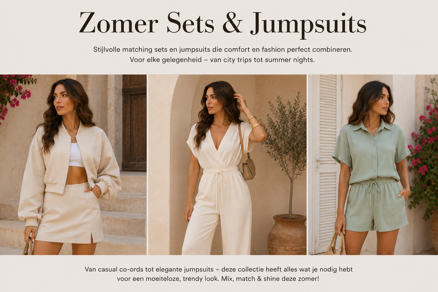 Trendy zomer set en stijlvolle jumpsuit voor dames van La Femme Boutique, perfect voor vakanties en summer outfits ☀️
