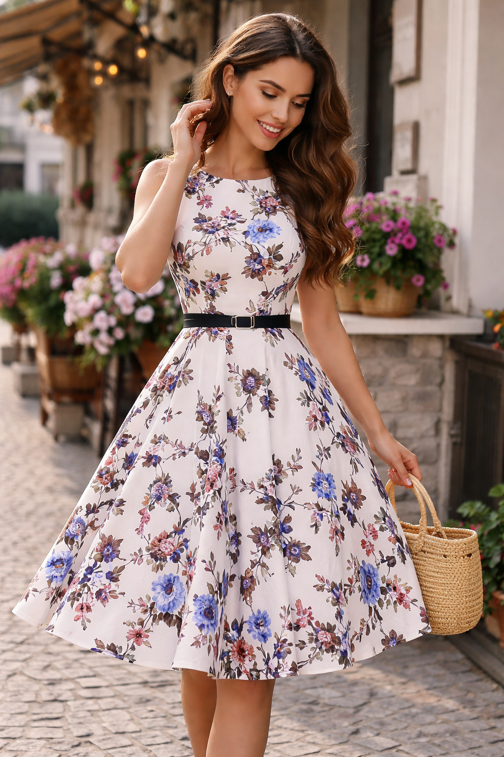 Vintage Zomerjurk met Bloemenprint – Elegante Retro Jurk