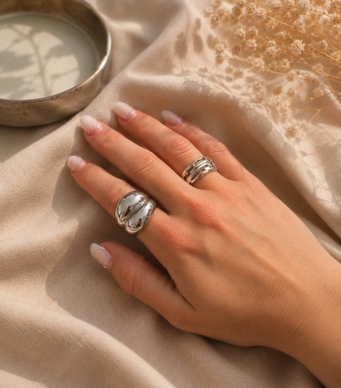 Verstelbare Zilverkleurige Ringen Set 1