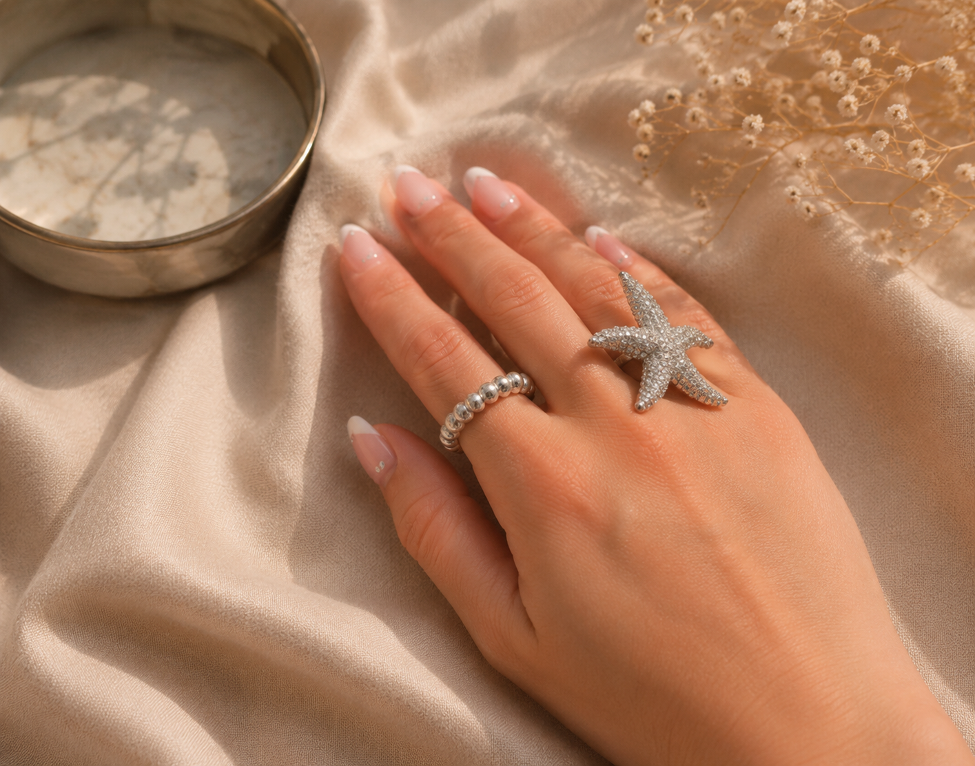 Verstelbare Zilverkleurige Ringen Set 2