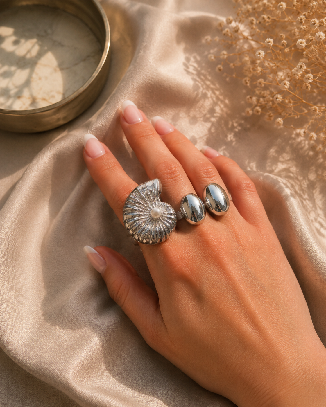 Verstelbare Zilverkleurige Ringen Set 3