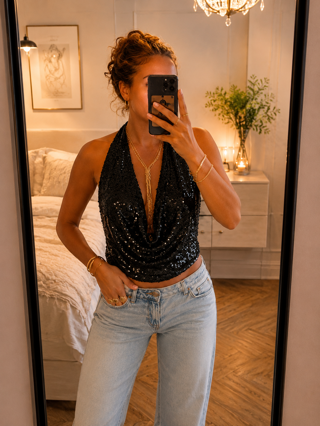 Festival Top – Elegante Glitter Haltertop voor Feestjes en Avonden