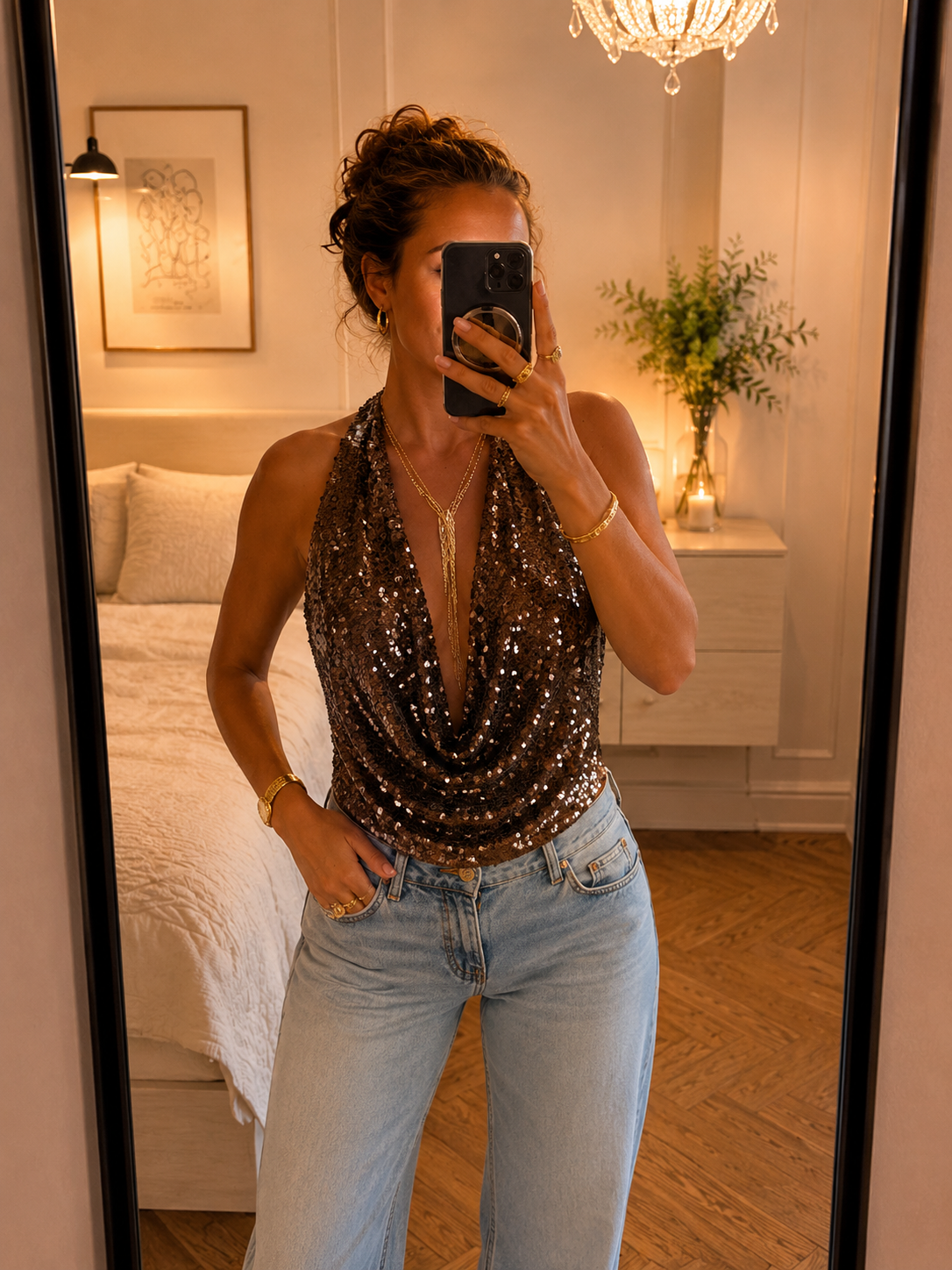 Festival Top – Elegante Glitter Haltertop voor Feestjes en Avonden
