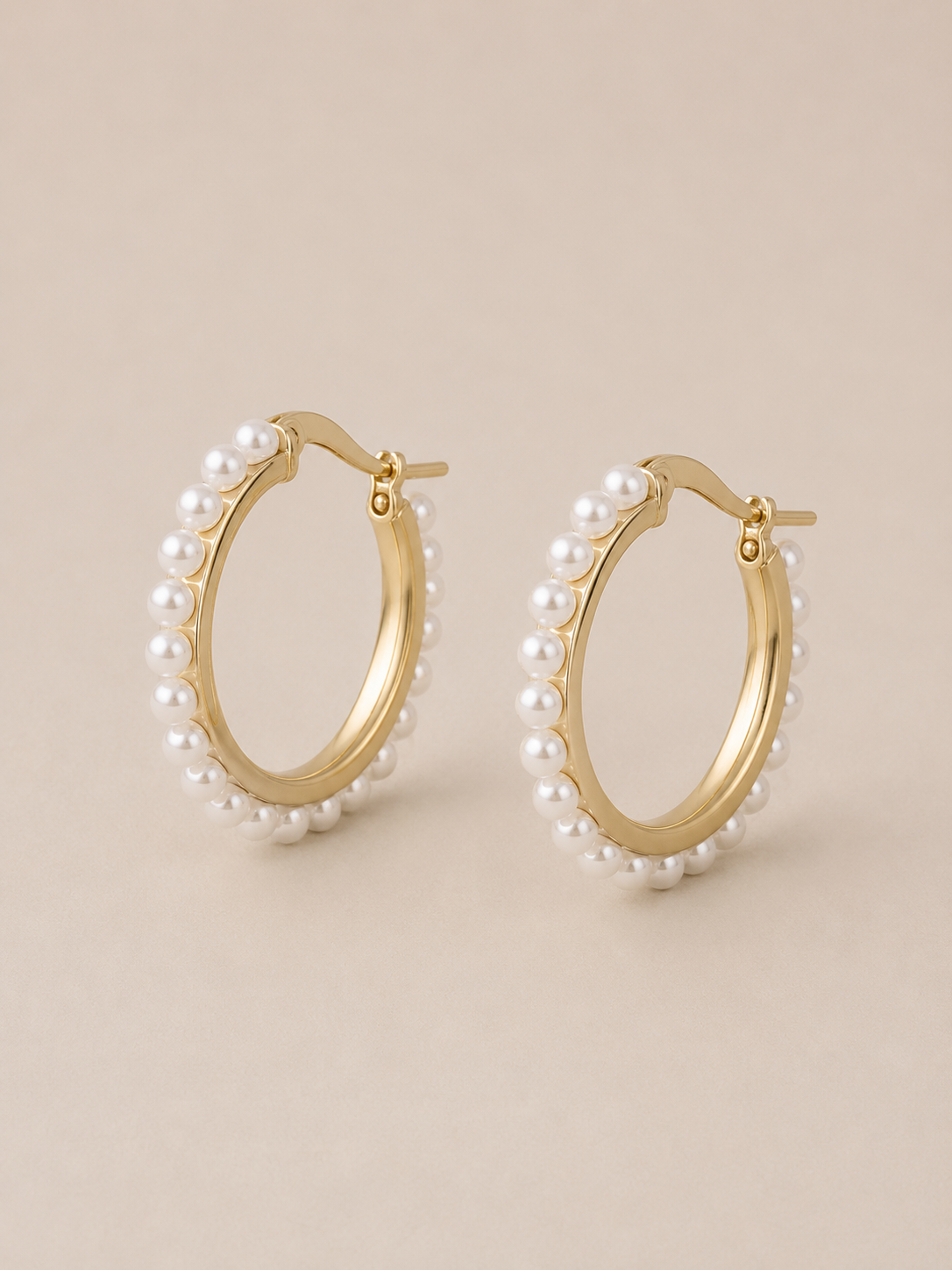 Pearl Glow Hoops Gold