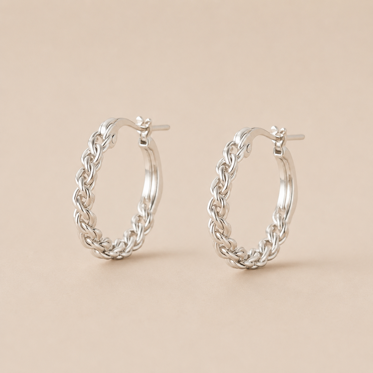 Silver Braided Hoops