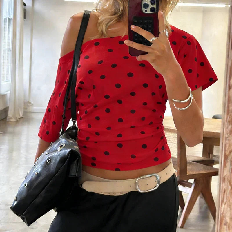 Amalfi Polkadot Top voor Dames - La Femme Boutique