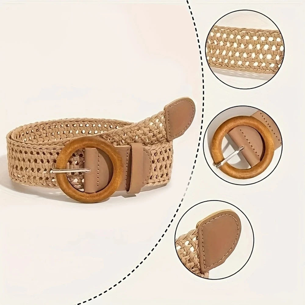 Boho Gevlochten Riem met Houten Gesp