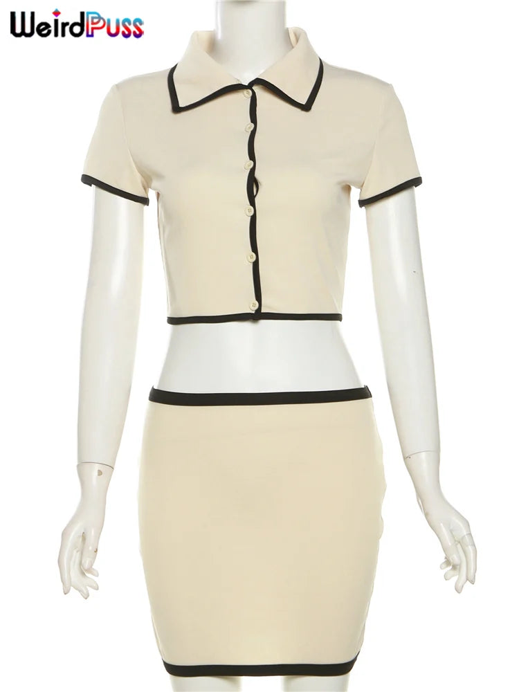 Elegante 2-Delige Zomerset met Crop Top & Minirok