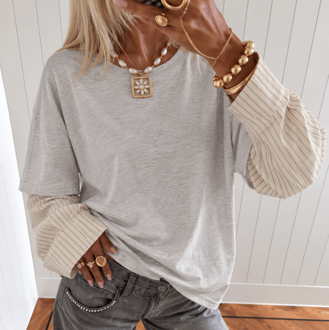 Amélie Layered Tee Beige - La Femme Boutique