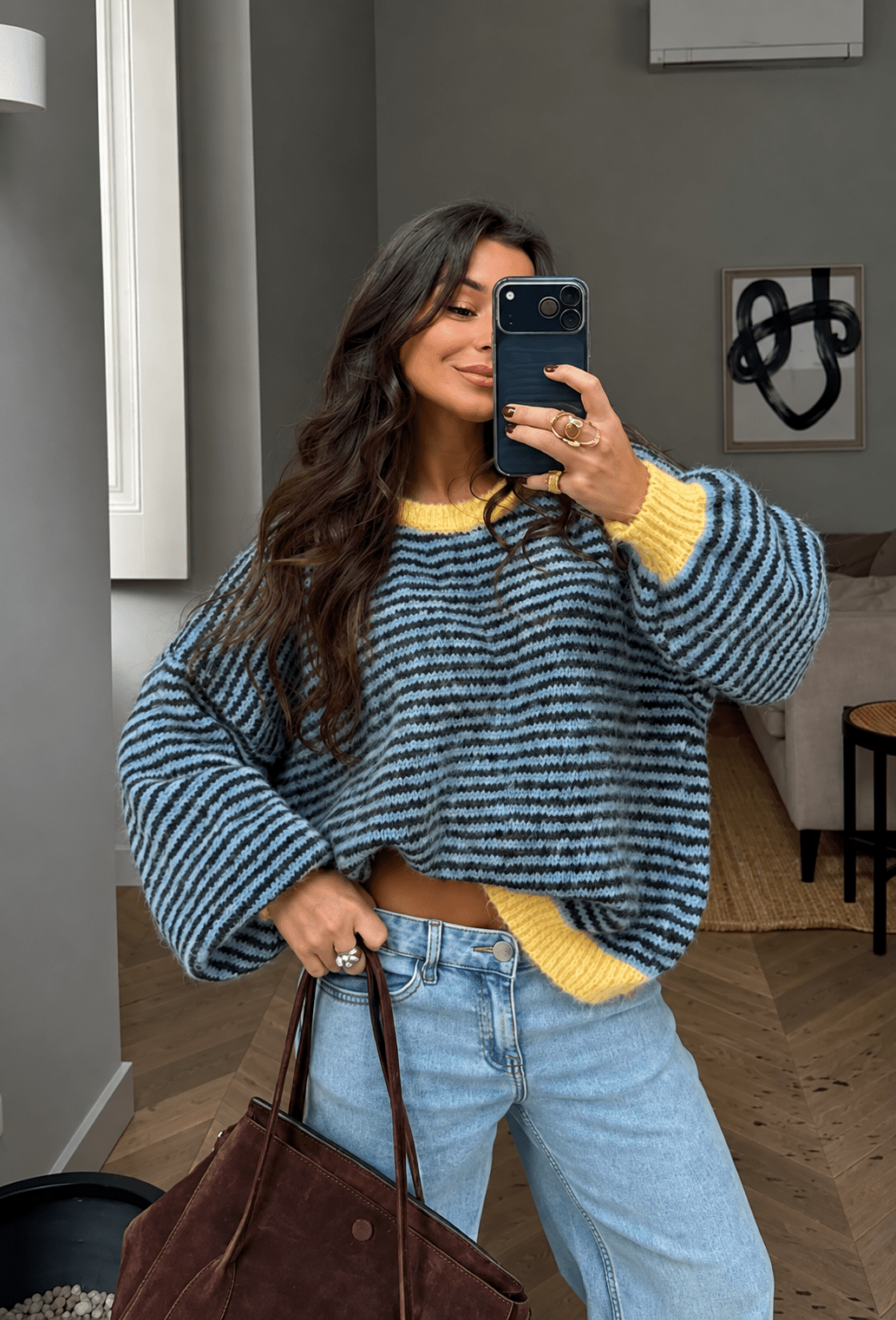 Amélie Striped Sweater - Blue - La Femme Boutique