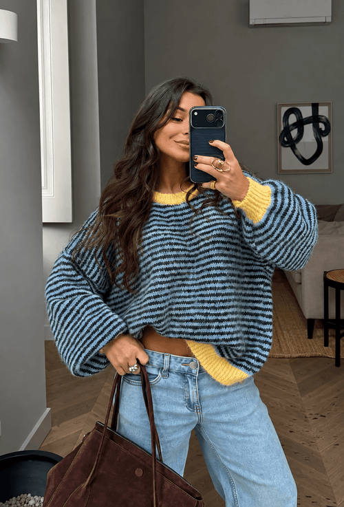 Amélie Striped Sweater - Blue - La Femme Boutique