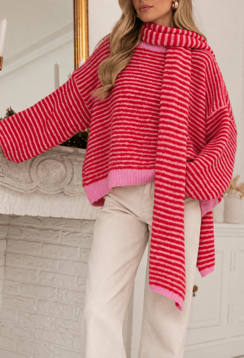 Amélie Striped Sweater – Red - La Femme Boutique