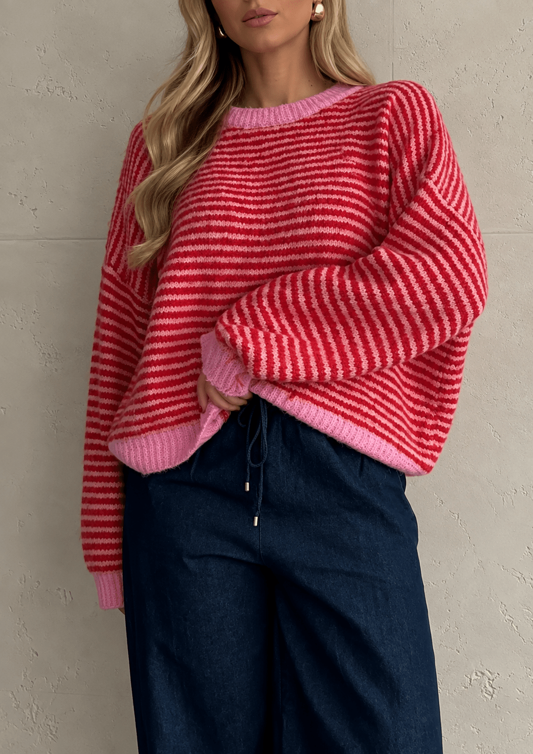 Amélie Striped Sweater – Red - La Femme Boutique