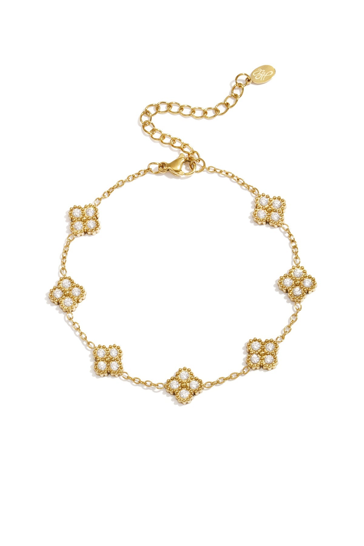 Armband met zirkonia belegde klavers - La Femme Boutique