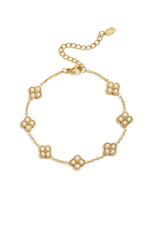 Armband met zirkonia belegde klavers - La Femme Boutique