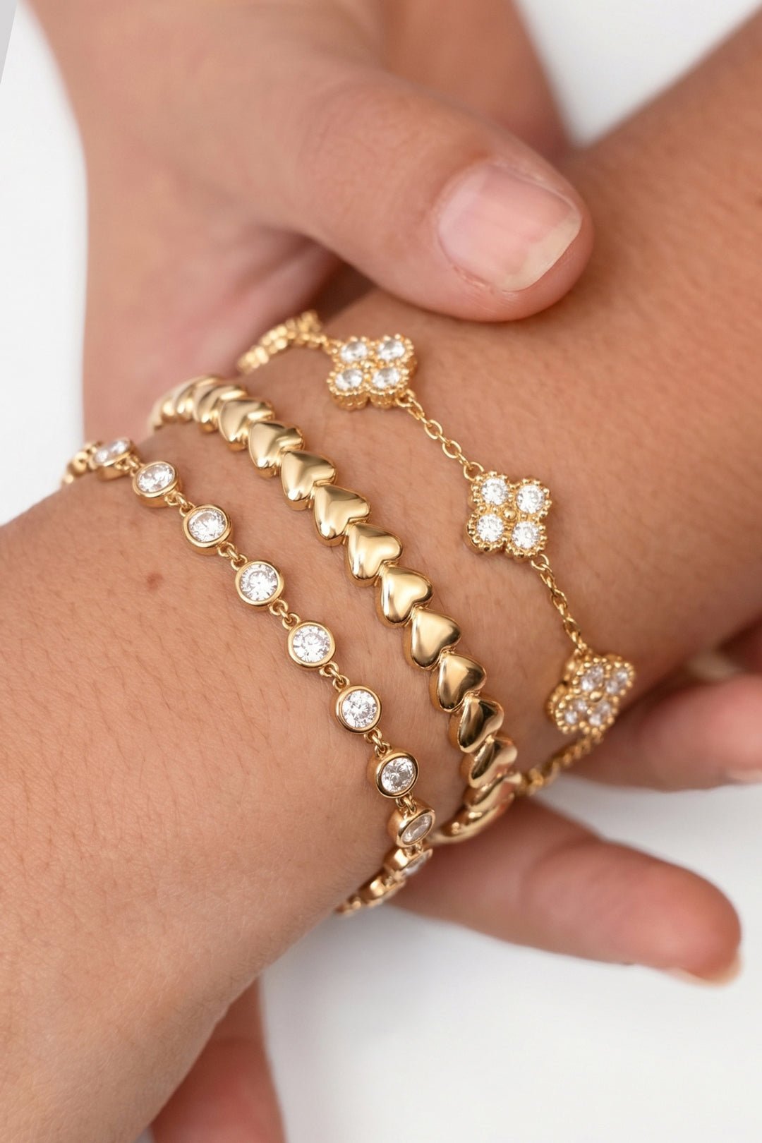 Armband met zirkonia belegde klavers - La Femme Boutique