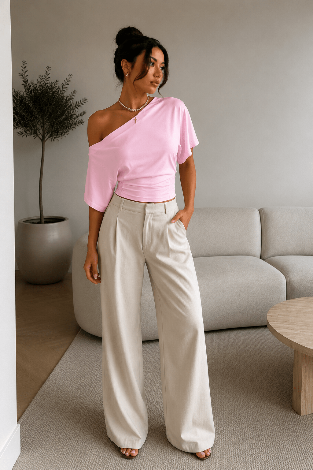Basic One-shoulder top - La Femme Boutique