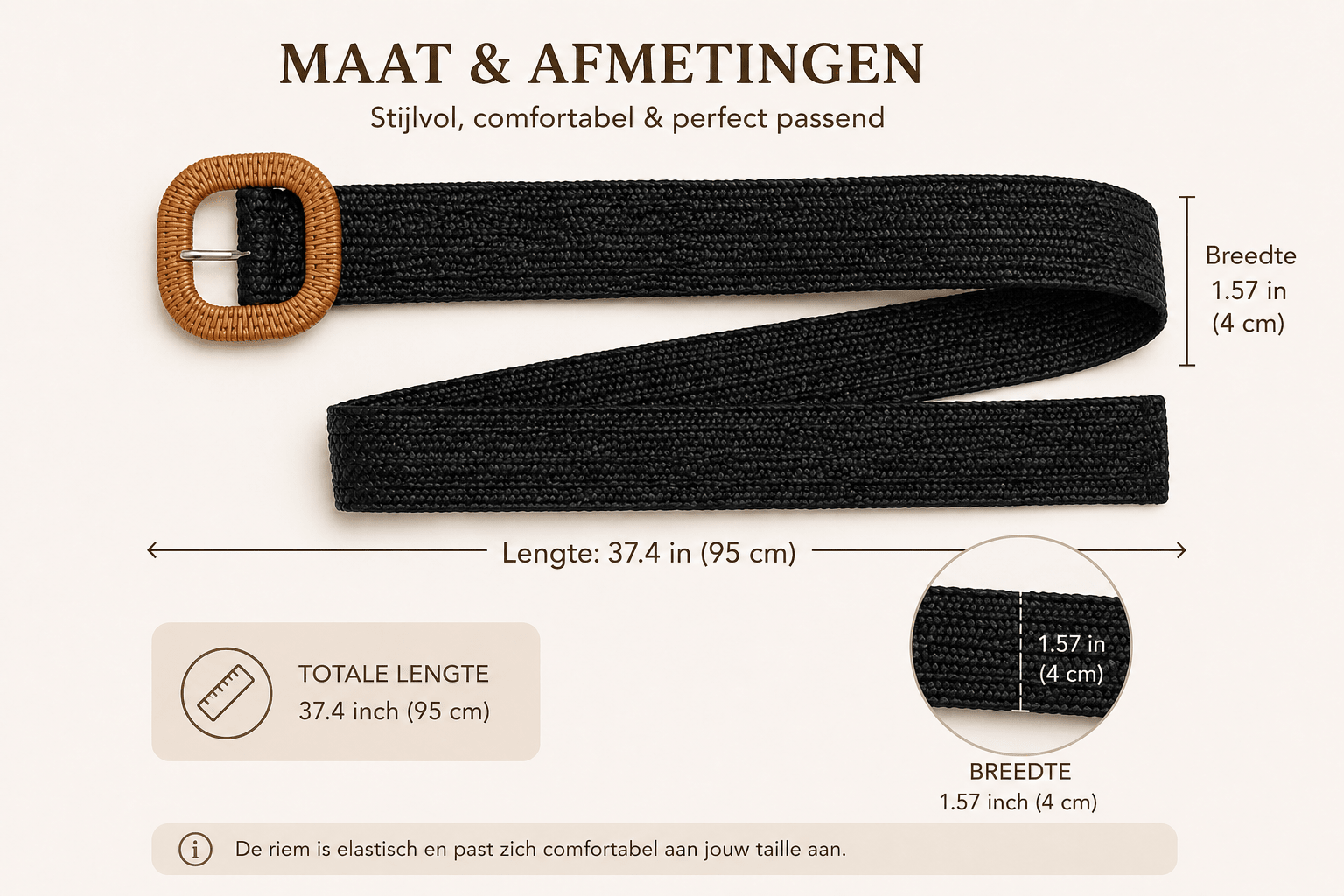 Boho Riem – Vierkante Gesp - La Femme Boutique
