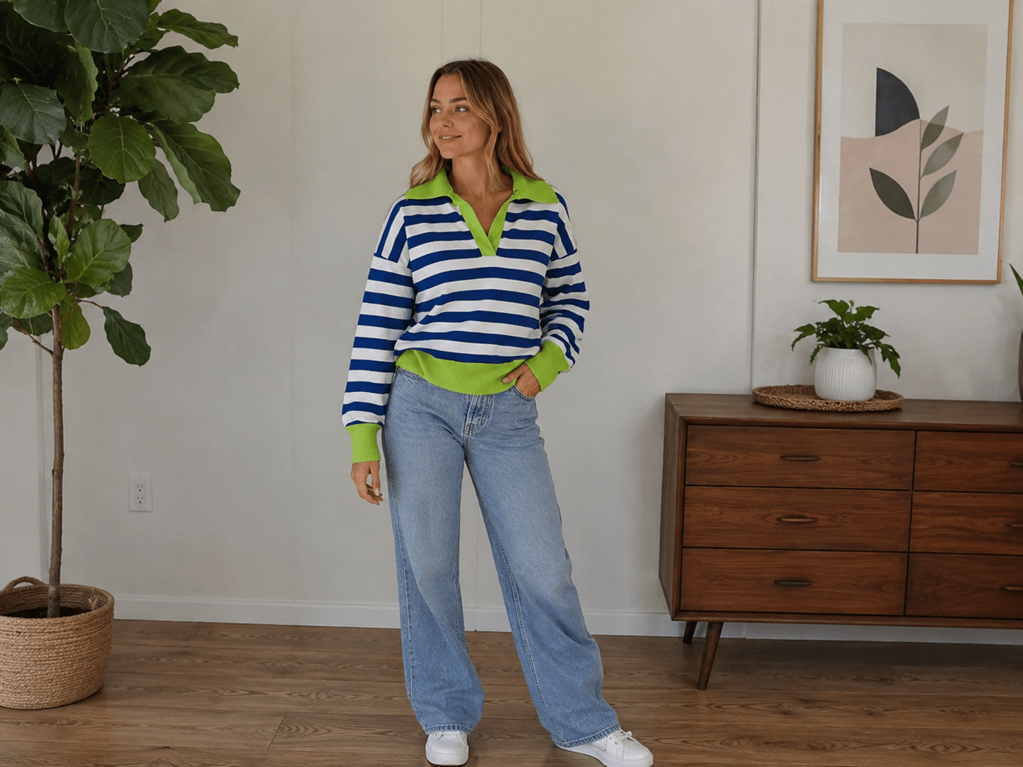 Gestreepte Oversized Sweater - La Femme Boutique