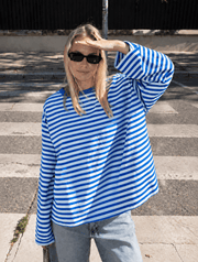Lou Striped Longsleeve - Blue - La Femme Boutique