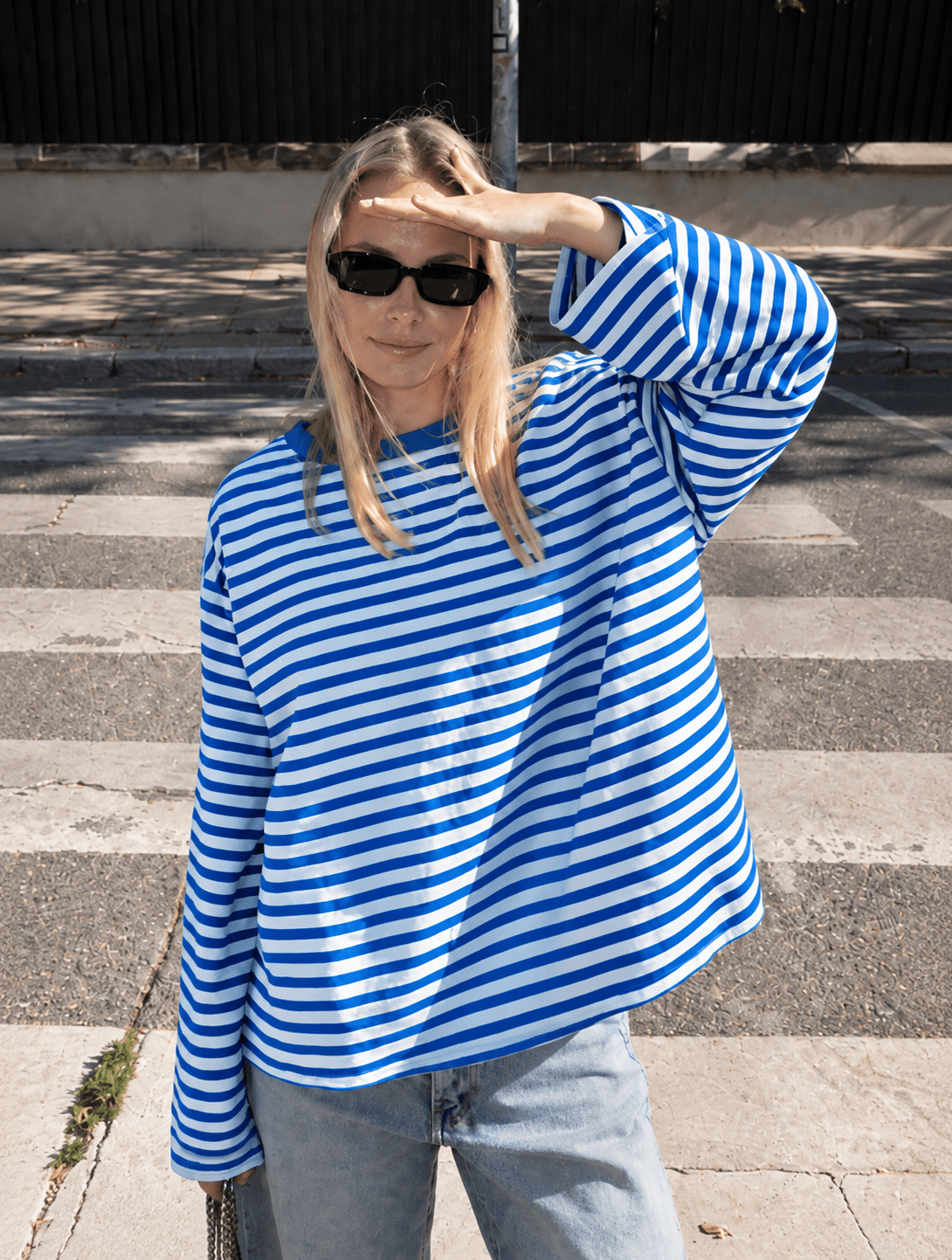 Lou Striped Longsleeve - Blue - La Femme Boutique