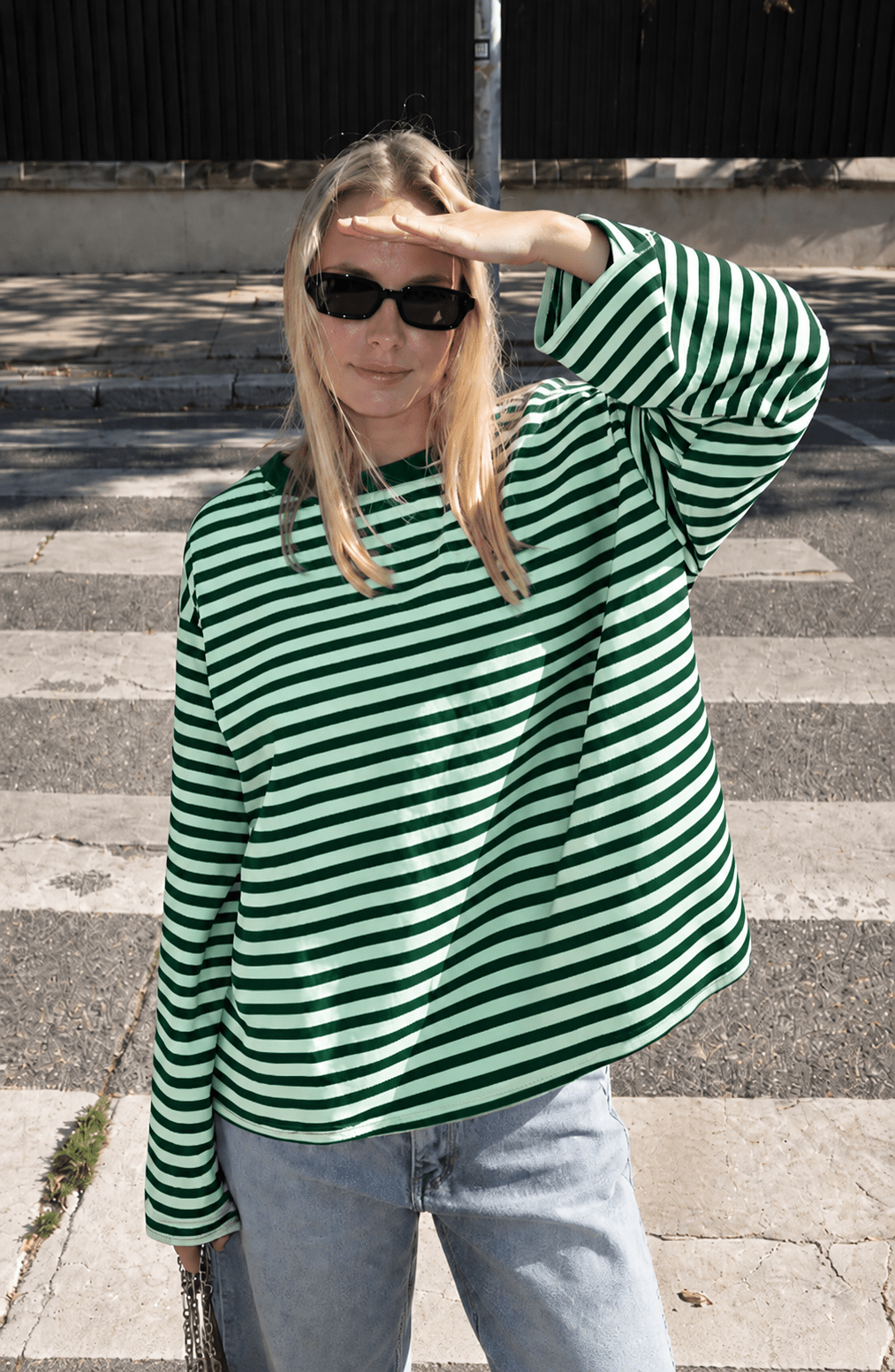 Lou Striped Longsleeve - Green - La Femme Boutique