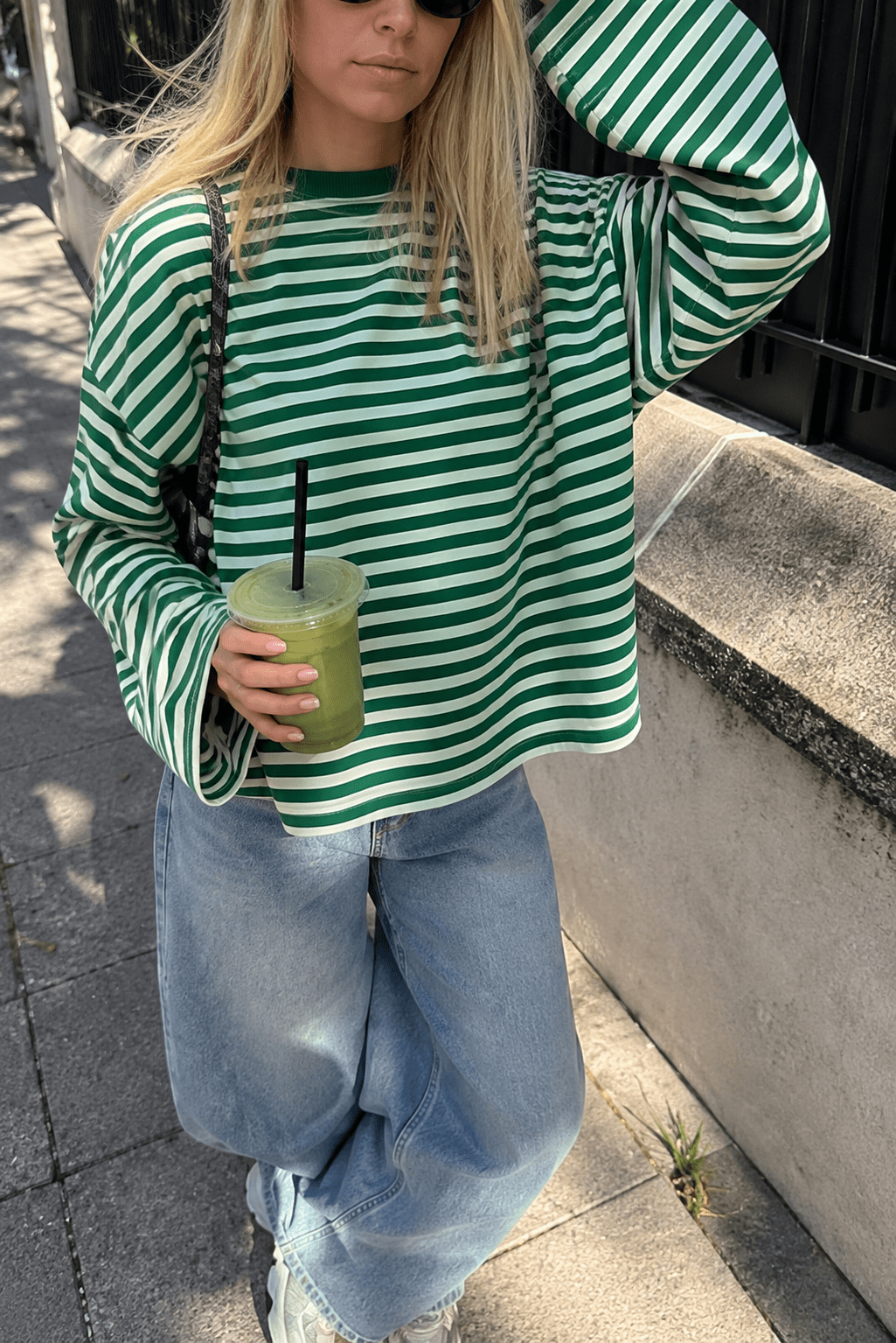 Lou Striped Longsleeve - Green - La Femme Boutique