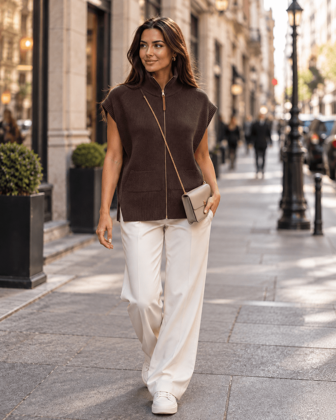 Luna Gilet Brown - La Femme Boutique