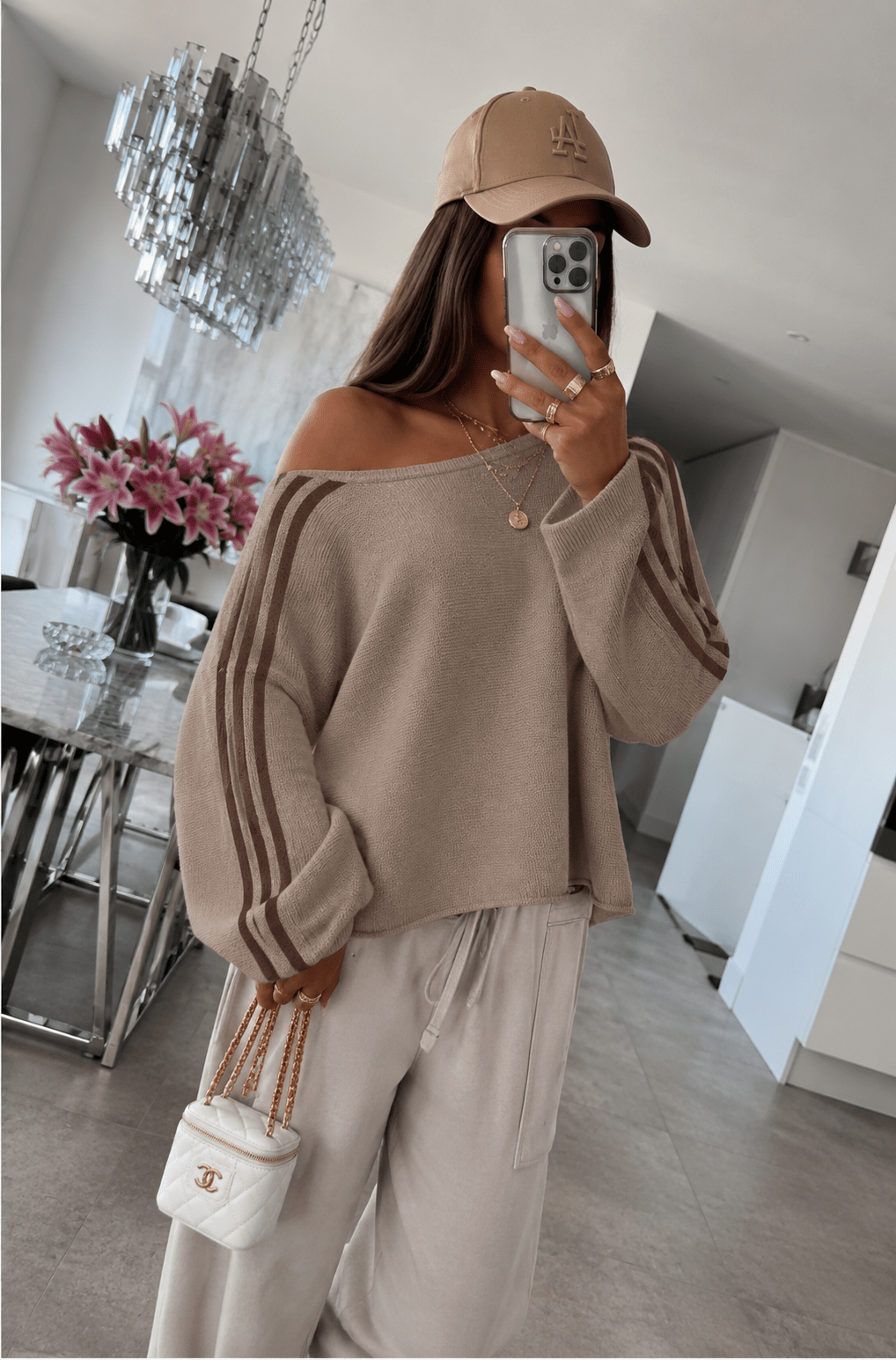 Luna Striped Light Brown - La Femme Boutique