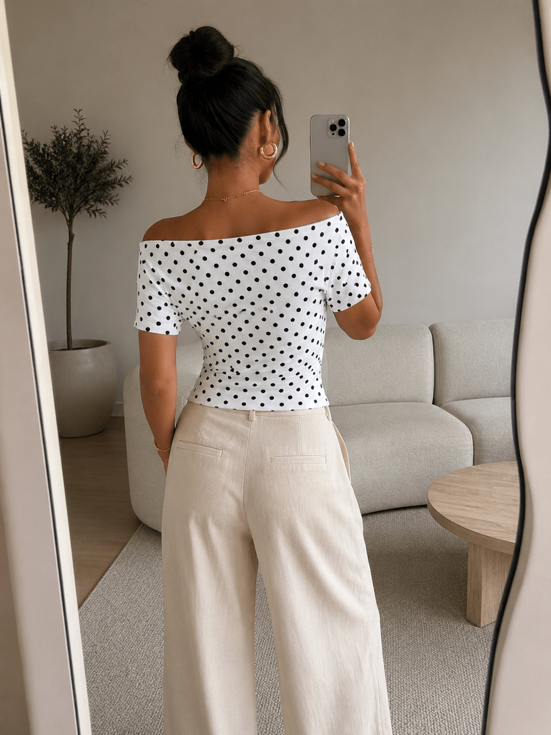 Polka Dot Off-Shoulder Top - La Femme Boutique