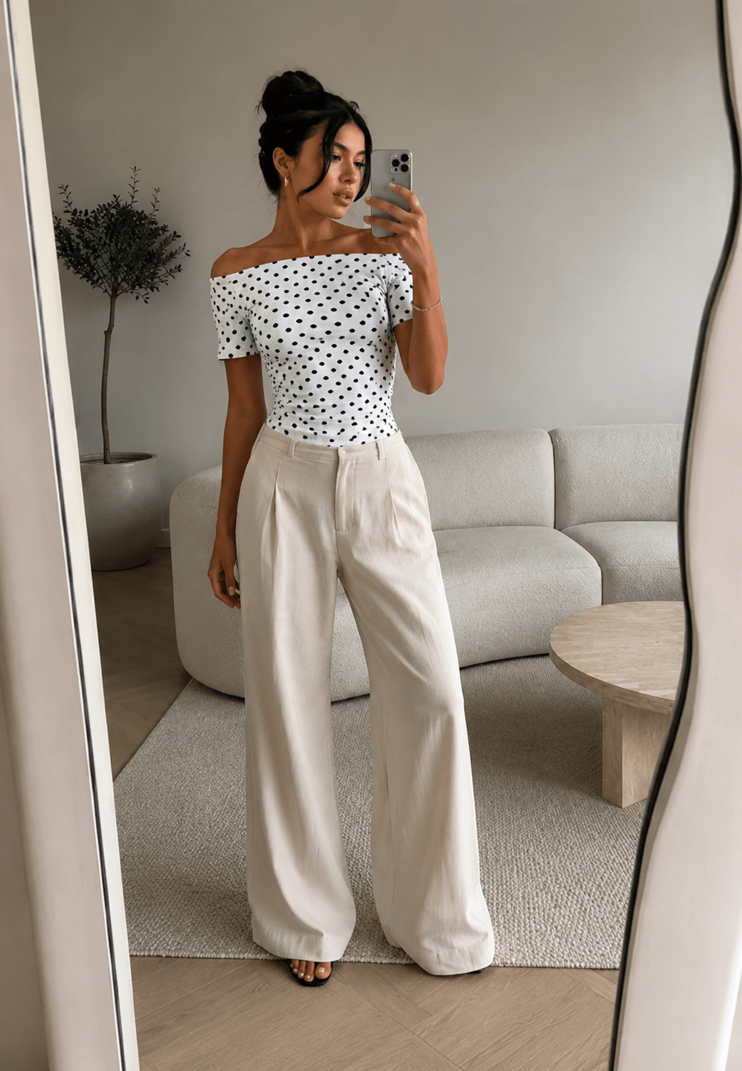 Polka Dot Off-Shoulder Top - La Femme Boutique