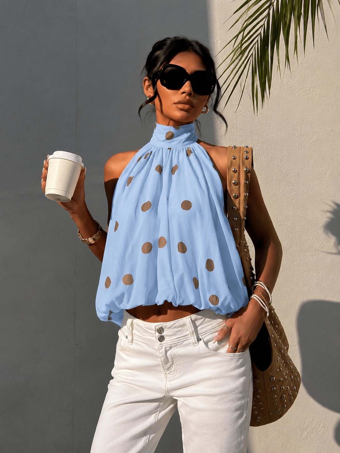 Elegante Polkadot Haltertop voor Dames - La Femme Boutique