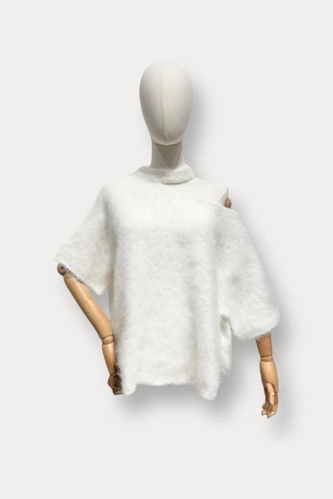 Rosalie Sweater White - Short Sleeve - La Femme Boutique