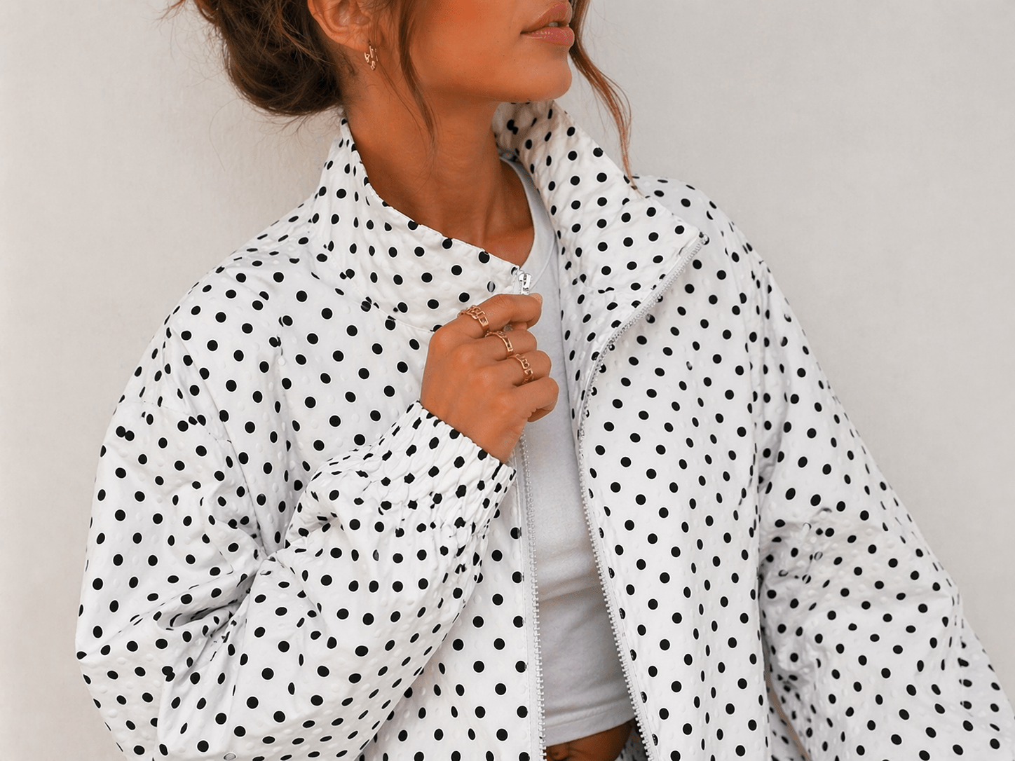 Sienna Polka Bomber Jacket - La Femme Boutique