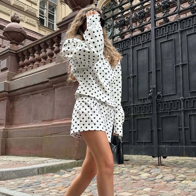 SIENNA Polka Bomber Short - La Femme Boutique