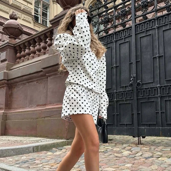 SIENNA Polka Bomber Short - La Femme Boutique