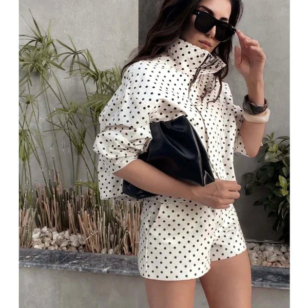 SIENNA Polka Bomber Short - La Femme Boutique